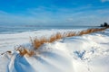 Snow dunes at a lake in Winter Royalty Free Stock Photo