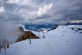 Snow-dusted Hoch-Ybrig ridge frames a dramatic Swiss Alps scene Royalty Free Stock Photo