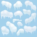 Snow elements, Snow caps, snowballs and snowdrifts for design and decoration. Christmas snow top. Royalty Free Stock Photo