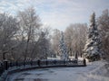 Snow fairy! Winter morning on the waterfront in Ulyanovsk, Russia Royalty Free Stock Photo