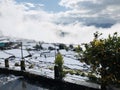 Snowfall with full of cloudy in mountain UK