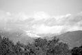 Snow fall on the hills b/w Royalty Free Stock Photo