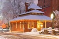 Snow Fall at the Old Railroad Station Royalty Free Stock Photo