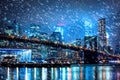 Snow falling down in New York City Royalty Free Stock Photo