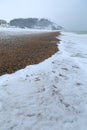 Snow falling on the Jurassic Coast Royalty Free Stock Photo