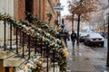 Christmastime 2017 in Troy NY downtown during snow storm