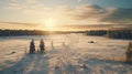 Stunning Winter Landscape: Rural Finland\'s Amber-lit Field In 8k Royalty Free Stock Photo