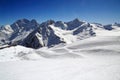 Snow fields on the Azau glacier on the slope of Mount Elbrus Royalty Free Stock Photo