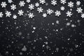 Snow flake texture and falling snow on black background Royalty Free Stock Photo