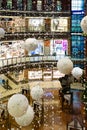 Snow flakes - christmas decoration in a shopping center Old Brewery. Poznan Royalty Free Stock Photo