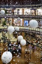 Snow flakes - christmas decoration in a shopping center Old Brewery. Poznan Royalty Free Stock Photo