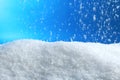 Snow flakes falling on blue background Royalty Free Stock Photo