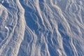 Snow on a frozen lake blown by wind creating a pattern