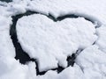 Snow funny background in the shape of a heart