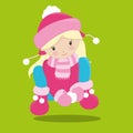 snow funny girls makin snowballs 01 Royalty Free Stock Photo