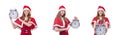 Snow girl with clock on white Royalty Free Stock Photo