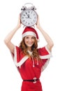 Snow girl with clock Royalty Free Stock Photo