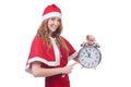 Snow girl with clock Royalty Free Stock Photo
