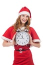 Snow girl with clock Royalty Free Stock Photo