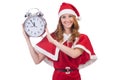 Snow girl with clock Royalty Free Stock Photo