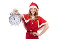 Snow girl with clock Royalty Free Stock Photo