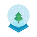 Snow glass ball with christmas tree icon Royalty Free Stock Photo
