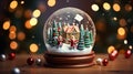 Snow Globe - Christmas Magic Ball, AI Generative. Royalty Free Stock Photo