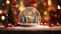 Snow Globe - Christmas Magic Ball, AI Generative Royalty Free Stock Photo