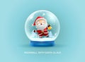 Snow globe ball with santa claus merry christmas happy new year Royalty Free Stock Photo