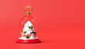 snow globe christmas decorative glass transparent with snowman, pine tree, reindeer, snowflake, gift box. merry christmas and Royalty Free Stock Photo