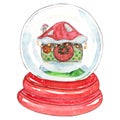 Snow globe with Christmas elements Royalty Free Stock Photo