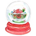 Snow globe with Christmas elements Royalty Free Stock Photo