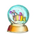 Snow Globe With Christmas Gifts Souvenir Color Vector Royalty Free Stock Photo