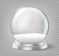 Snow globe. Christmas holiday snowglobe, empty glass xmas snowball template