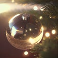 Snow Globe - Christmas Magic Ball with Christmas tree and blurred lights on background Royalty Free Stock Photo