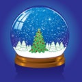Snow globe with Christmas tree Royalty Free Stock Photo