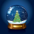 Snow globe with Christmas tree Royalty Free Stock Photo