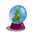 Snow globe with Christmas tree. Winter holiday decor vector illustration on white background Royalty Free Stock Photo