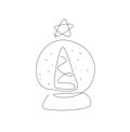 Snow Globe Christmas. Xmas Collection of snowball in doodle style. new year decoration hand drawn. Eve Elements. line Royalty Free Stock Photo