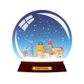 Snow globe city. Portugal. Winter travel .