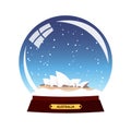 Snow globe city. Sydney in Snow Globe. Winter travel illustration.