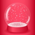 Snow globe 3D with hearts on a pink background. Royalty Free Stock Photo