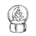 Snow Globe With Decorated Fir-tree Souvenir Vector