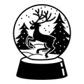 Snow globe deer icon, simple style