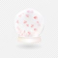 Snow globe with falling rose petals.