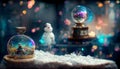 Snow globe glass decoration crystal ball. Generative AI Royalty Free Stock Photo