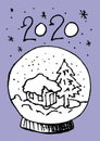 Snow globe icon simple house sign vector illustration. Snow globe. Simple house and Christmas tree sign. New year Royalty Free Stock Photo