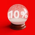 Snow globe with 10 percent discount title inside Royalty Free Stock Photo