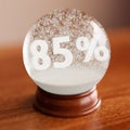 Snow globe with 85 percent discount title inside Royalty Free Stock Photo