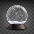 Snow Globe Realistic Vector.Realisitc 3d Snow Globe Toy. Winter Xmas Design Element. Isolated On Transparent Background